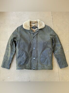FSC Freemans Sporting Club N1 Deck Waxed Jacket Shearling Lined Made In USA M